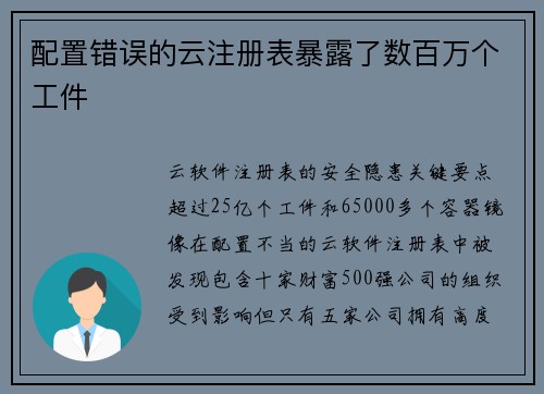 配置错误的云注册表暴露了数百万个工件 